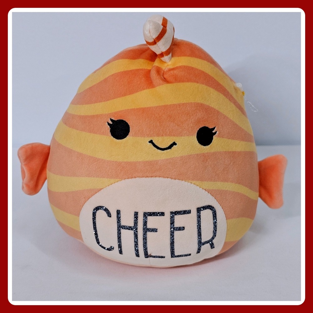 Squishmallows Cheer Fish Plush‎ Orange Yellow Striped Stuffed Animal 8" Kellytoy
